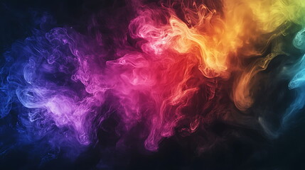 Vibrant and mesmerizing colorful smoke abstract art on dark background evoking emotions and imagination