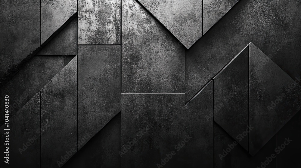 Poster abstract monochrome triangular mosaic: a study in depth and dimension