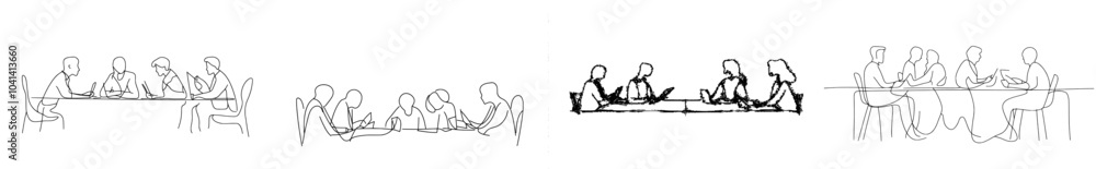 Aufkleber Drawing of office workers en route to a business meeting in continuous lines