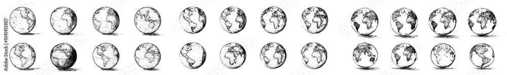 Poster isolated modern illustration of a sketch map of the earth. hand-drawn maps of the world. globe sketc
