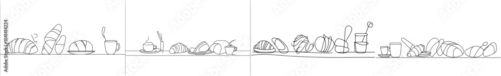 Poster an illustration of a bakery pattern with a bread background.