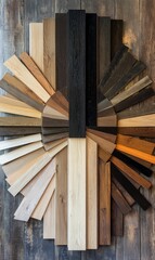 Wood planks of various colors and grains.