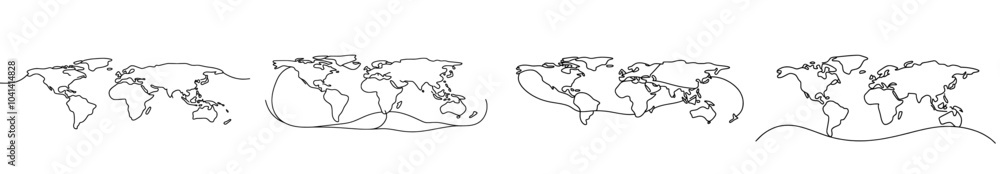 Poster A continuous single line style world with a minimalist design of minimalism isolated on a white background.