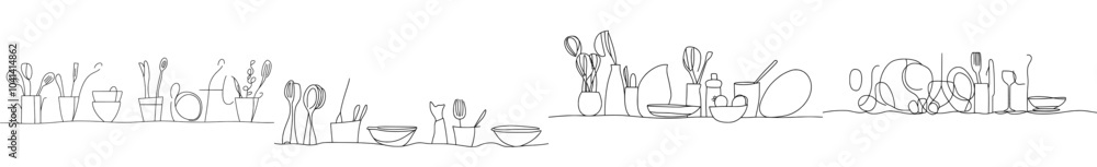 Poster cooking horizontal pattern. modern illustration with utensils and food. backgroud for your design wo