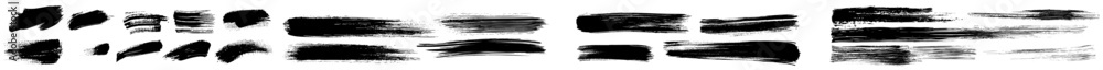 Poster a set of artistic pen brushes, an ink brush drawing, and a set of black strokes. a set of doodle und