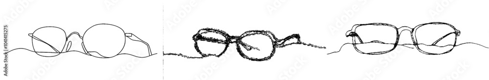 Aufkleber an eyeglasses sketch in continuous line art style. single black line sketch isolated on white backgr
