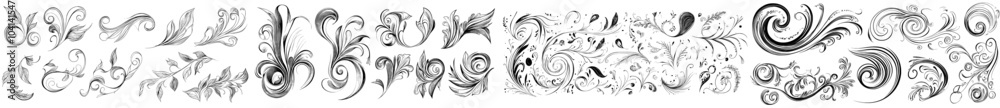 Poster swirls and dividers with brush and ink. set of hand-drawn borders for your design