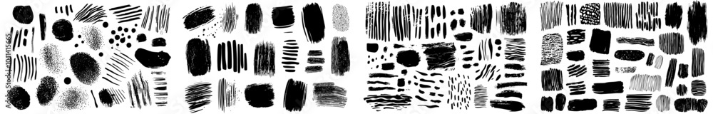 Poster ink stokes textures created with a paint brush marker