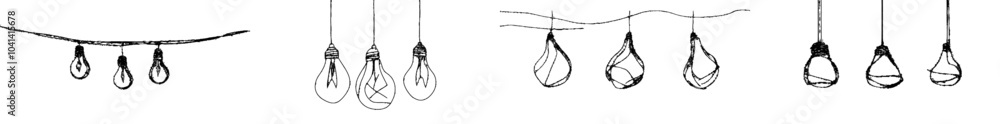 Poster an outline of an idea light bulb isolated on white background. continuous line light bulbs with yell