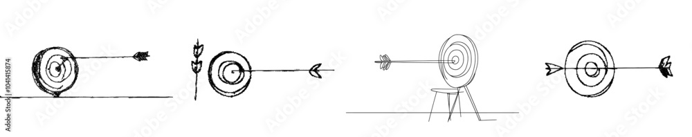 Poster continuous line drawing of an abstract arrow on a white background.