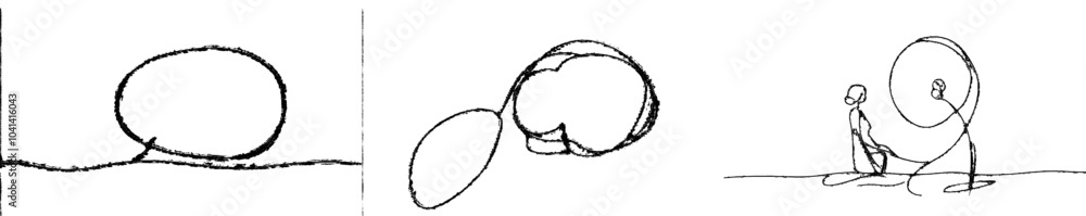 Poster A speech bubble in one line. A dialogue chat cloud in a simple linear style. Editable strokes. Doodle modern illustration.