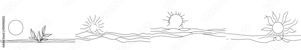 Poster the continuous line of the sun art represents the sun's steady position in the sky. continuation of 