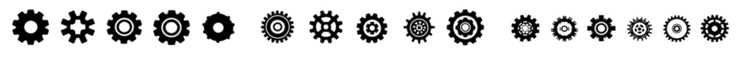 Obraz premium Engineering symbol or logo. Gear icon modern set. Mechanics icon modern set.