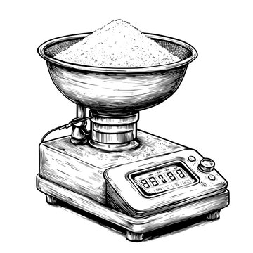 digital scale holding white powder clip art preview