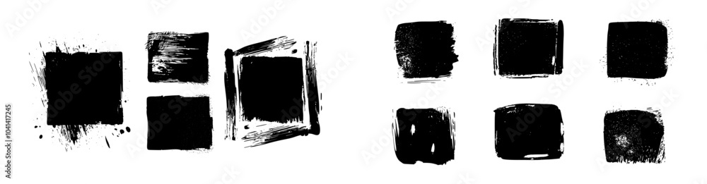 Aufkleber Isolated modern illustration with grunge square template backgrounds and hand drawn rectangular shapes. Frames with dirty grunge design and chalk drawn squares.