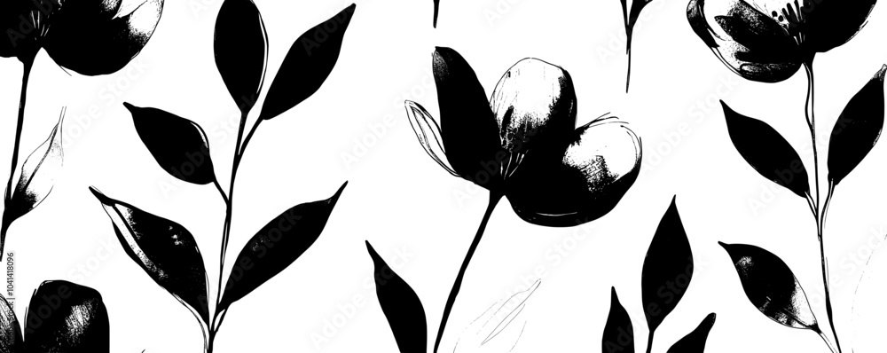 Poster this seamless rosemary branches pattern has been hand drawn with outlines of the leaves and branches