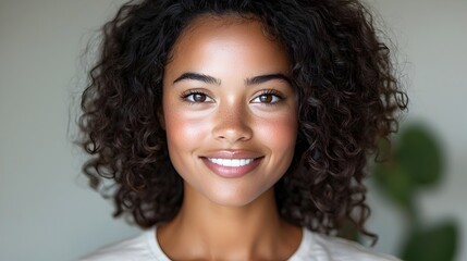 Confident and Charismatic African American Woman Smiling Happily in a Casual T shirt Radiating Positive Energy and Charm
