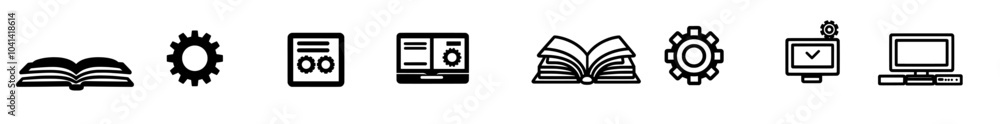 Poster technical documentation illustration sign collection. manual symbol set.