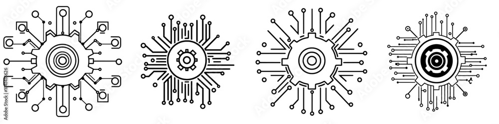 Poster The icon is editable. It represents the setting of the function settings. It represents a symbol for an automated system.