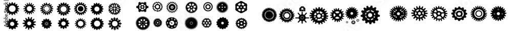 Poster A modern set of automated system icons with function settings illustrations. Editable icons. A logo for the development of software.