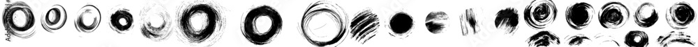 Aufkleber grungy black ink pen scribble collection. hitchline hatching. scribbled scrawled doodles. ellipse hi