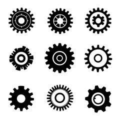 The single gear flat monochrome isolated modern object depicts a mechanical cogwheel. This simple outline spot illustration is suitable for web graphic design.