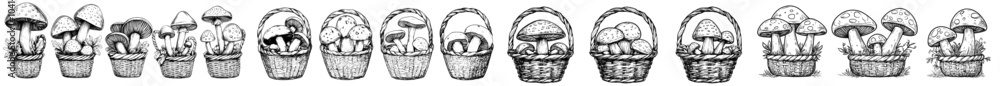 Aufkleber the mushroom coloring page is a linear illustration of an autumn composition. this is a coloring boo