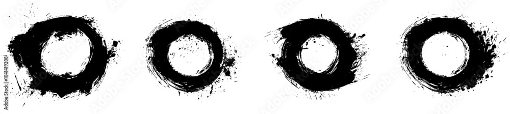 Poster abstract vintage monochrome texture set with circles. distressed and rough textured overlay. black e