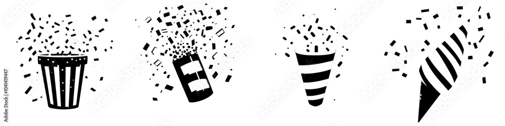 Poster party popper design with transparent background for the new year.