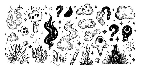 Obraz premium Hand drawn Japanese manga elements for character emotions.