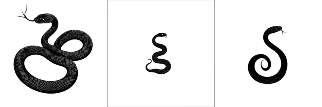 The snake symbol as a modern illustration sign. The snake symbol as a logotype representation.