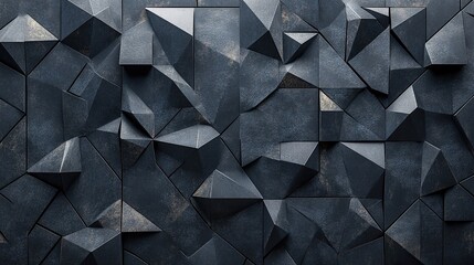 Obraz premium Abstract Monochrome Triangular Mosaic: A Study in Depth and Dimension