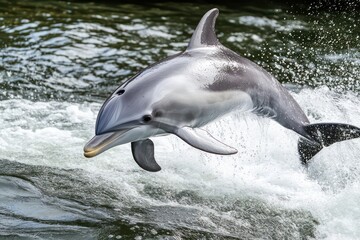 Energetic dolphin leaping out of the water. 