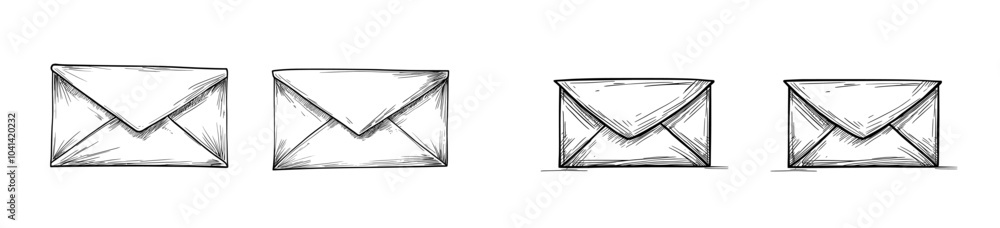 Aufkleber an envelope with a continuous single line of monochrome black and white artwork