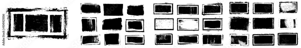 Aufkleber Modern hand drawn sketch frame. Simple doodle rectangle pencil frame border shape for text quote template. Pencil brush stroke style 3 21.