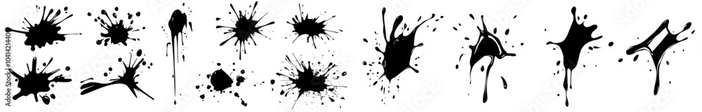 Aufkleber ink drops. red paint splatter on grime spot. spray elements. liquid blobs and spatters.