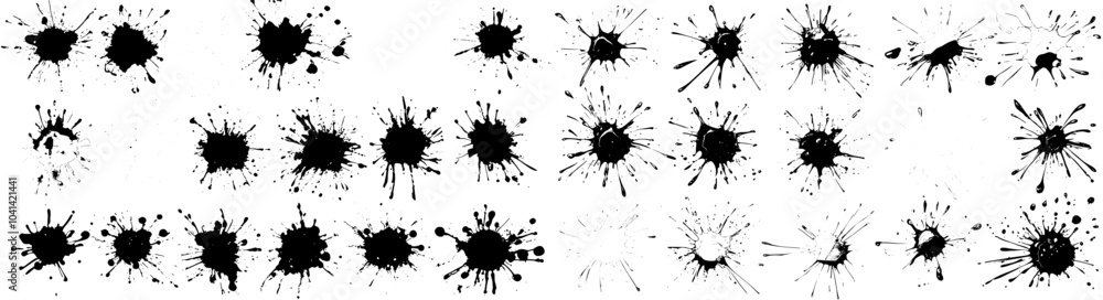 Aufkleber Ink drops collection. Colorful splatters. Spatter elements. Liquid blobs and spatters. Grunge spots. Ink drops collection. Different colors of paint splatter. Spatter elements. Liquid blobs and