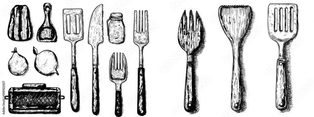 Poster this is a hand-drawn monochrome modern sketch set of barbecue ribs. it is a doodled vintage illustra
