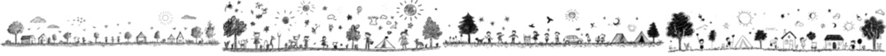 Obraz premium Hand-drawn Childish design elements. Childrens line scribbles. Hand-drawn scribble drawings.