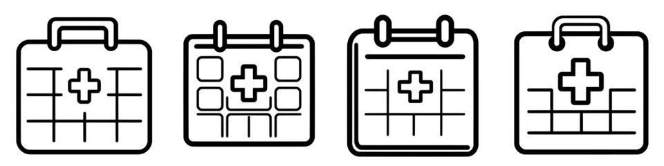 Obraz premium In this trendy design template, health check schedule icons are shown in a line format