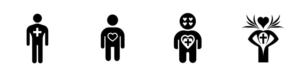 The caring person icon is a modern illustration template in a trendy design