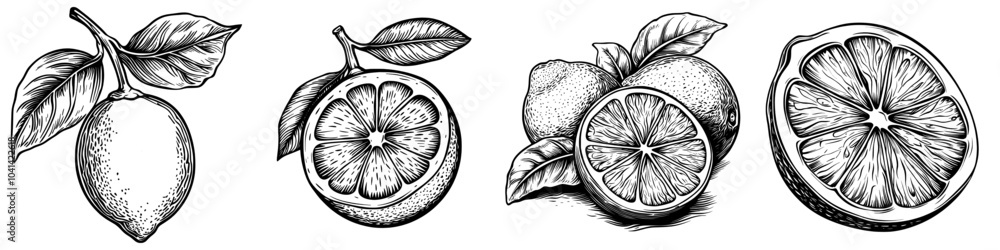 Poster ink sketch of sweet lime outline on transparent background