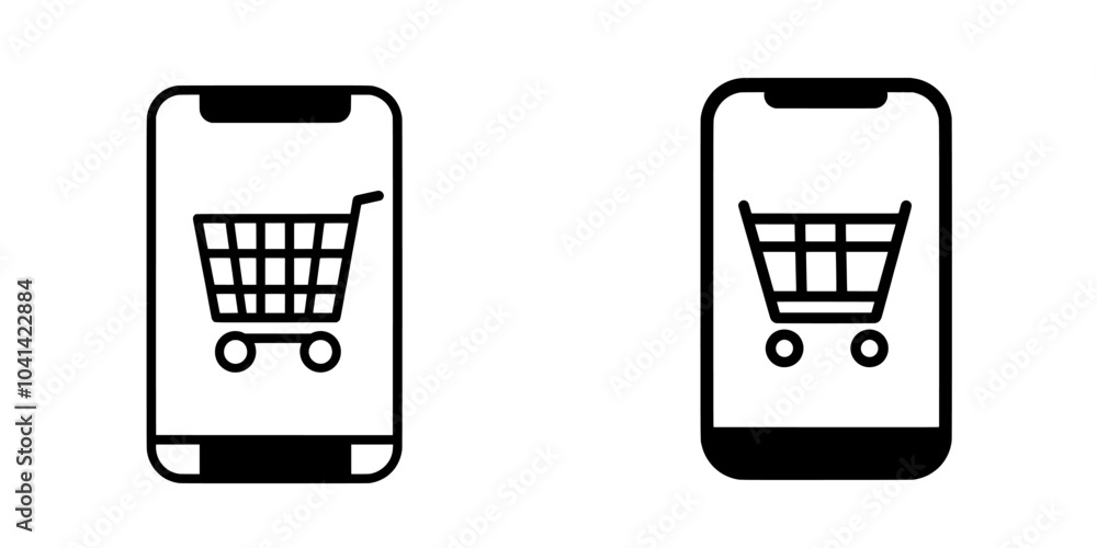 Aufkleber template for an icon of online shopping in a modern design