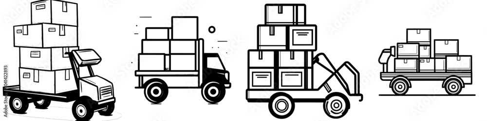Aufkleber detailed parcel sorting icon template with modern design
