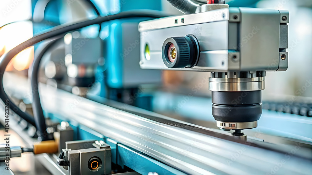 Poster macro close up ai powered sensor manufacturing equipment copy space | highlighting role sensors moni
