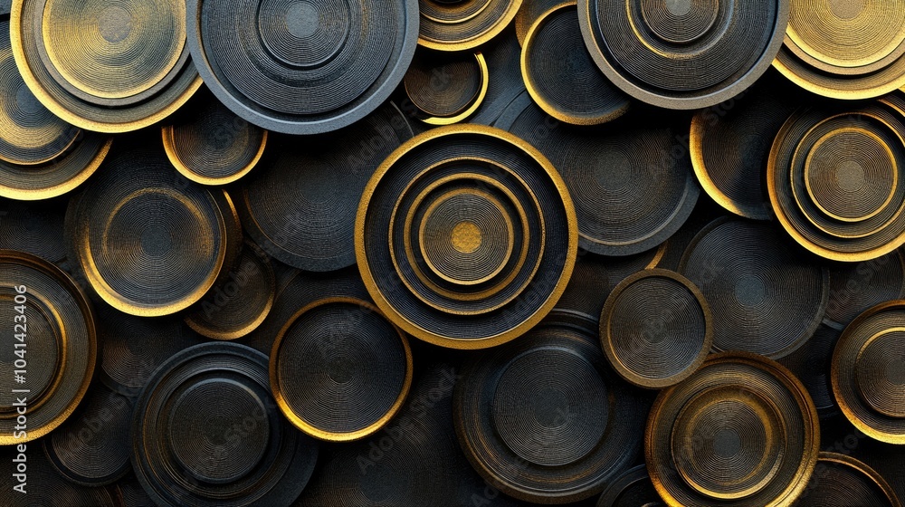 Poster elegant abstract background featuring gold and black circular patterns