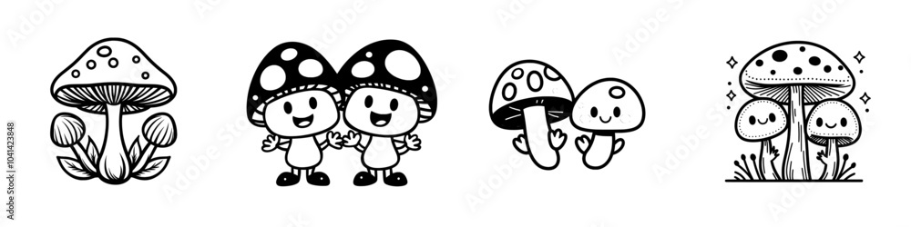 Aufkleber Mushroom Illustration in a minimalistic style with simple lines