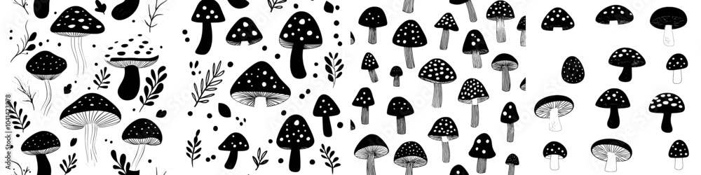 Aufkleber the blue mushroom pattern on a light background is abstract and nature-inspired