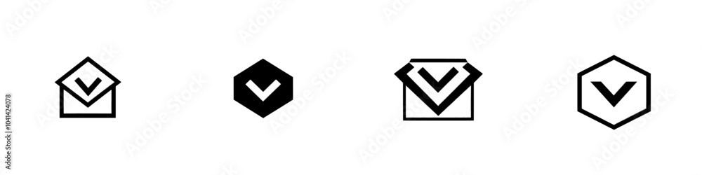 Poster Design of a quality control icon check mark box in a trendy style with a solid modern design