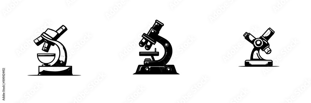 Aufkleber solid modern design in a trendy style of microscope zoom laboratory icon